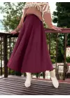 Fermuarlı Kaşe Çan Etek -Bordo