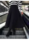 Fermuarlı Kaşe Çan Etek -Siyah