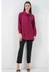 Fırfırlı Uzun Gömlek Tunik 5952 - Bordo