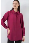 Fırfırlı Uzun Gömlek Tunik 5952 - Bordo