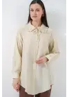Fırfırlı Uzun Gömlek Tunik 5952 - Ekru