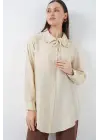 Fırfırlı Uzun Gömlek Tunik 5952 - Ekru