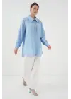 Fırfırlı Uzun Gömlek Tunik 5952 - Mavi