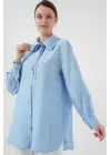 Fırfırlı Uzun Gömlek Tunik 5952 - Mavi
