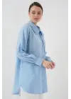 Fırfırlı Uzun Gömlek Tunik 5952 - Mavi