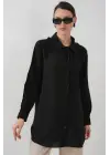 Fırfırlı Uzun Gömlek Tunik 5952 - Siyah