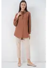 Fırfırlı Uzun Gömlek Tunik 5952 - Sütlü Kahve