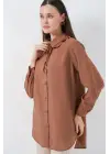 Fırfırlı Uzun Gömlek Tunik 5952 - Sütlü Kahve