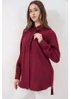 Fırfırlı Uzun Gömlek Tunik 5953 - Bordo