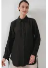 Fırfırlı Uzun Gömlek Tunik 5953 - Siyah
