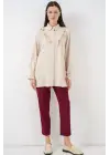 Fırfırlı Uzun Gömlek Tunik 5986 - Krem