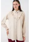 Fırfırlı Uzun Gömlek Tunik 5986 - Krem