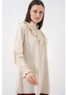 Fırfırlı Uzun Gömlek Tunik 5986 - Krem