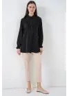 Fırfırlı Uzun Gömlek Tunik 5986 - Siyah