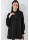 Fırfırlı Uzun Gömlek Tunik 5986 - Siyah