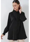 Fırfırlı Uzun Gömlek Tunik 5986 - Siyah