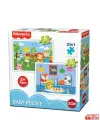 Fisher Price Bebek Puzzle baby puzzle railway & bedtime 2 in 1 24 ve 12 parça 2+