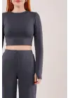 Fitilli Bluz Ve Pantolon Antrasit İkili Takım