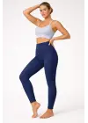 Fitilli Full Likralı Yüksek Bel Toparlayıcı Tayt Günlük Ve Spor Kullanım - Lacivert