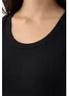 Fitilli Likralı Kaşkorse Atlet Vücuda Oturan Basic Şıklık - Siyah