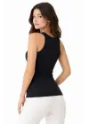 Fitilli Likralı Kaşkorse Atlet Vücuda Oturan Basic Şıklık - Siyah