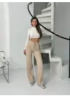 Fitilli şardonlu pantolon bej a4058