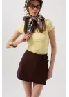 Omarı Parlak Fiyonk Detayıyla Mini Etek