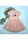 Omarı Flamingo Balerin Kız Çocuk Tütü Elbise - Somon Rengi