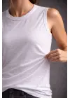 Flamlı Kumaş Sıfır Kolsuz Atlet  Basic Spor Üst, Günlük Ve Fitness Kullanımına Uygun - Beyaz