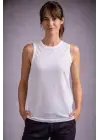 Flamlı Kumaş Sıfır Kolsuz Atlet  Basic Spor Üst, Günlük Ve Fitness Kullanımına Uygun - Beyaz
