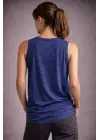Flamlı Kumaş Sıfır Kolsuz Atlet Basic Spor Üst, Günlük Ve Fitness Kullanımına Uygun - İndigo