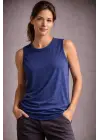 Flamlı Kumaş Sıfır Kolsuz Atlet Basic Spor Üst, Günlük Ve Fitness Kullanımına Uygun - İndigo
