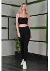 Full Likra Extra Toparlayıcı Yüksek Bel Dar Kalıp Günlük Spor Tayt - Siyah
