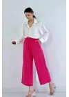Fuşya Keten Pantolon