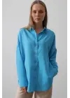 Geniş Manşet Detaylı Gömlek - Turkuaz