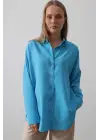 Geniş Manşet Detaylı Gömlek - Turkuaz