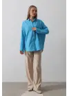 Geniş Manşet Detaylı Gömlek - Turkuaz