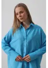 Geniş Manşet Detaylı Gömlek - Turkuaz