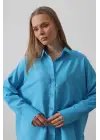 Geniş Manşet Detaylı Gömlek - Turkuaz