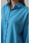 Geniş Manşet Detaylı Gömlek - Turkuaz
