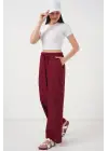 Geniş Paça Keten Pantolon 6735 - Bordo