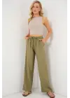 Geniş Paça Keten Pantolon 6735 - Çağla