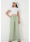 Geniş Paça Keten Pantolon 6735 - E.Yeşil