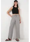 Geniş Paça Keten Pantolon 6735 - Gri