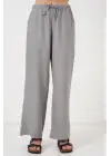 Geniş Paça Keten Pantolon 6735 - Gri