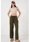 Geniş Paça Keten Pantolon 6735 - Haki