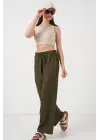 Geniş Paça Keten Pantolon 6735 - Haki