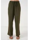 Geniş Paça Keten Pantolon 6735 - Haki