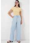 Geniş Paça Keten Pantolon 6735 - Mavi