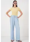Geniş Paça Keten Pantolon 6735 - Mavi